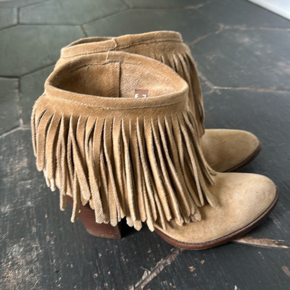 Frye fringe bootie